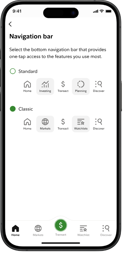 Screenshot of Fidelity mobile app